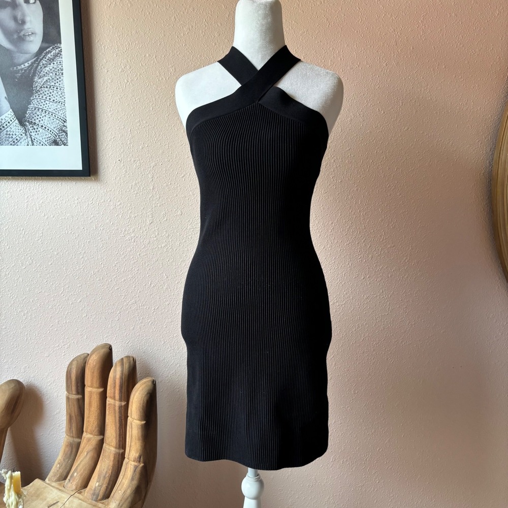 Aritzia Babaton Little Black Halter Bodycon Dress
